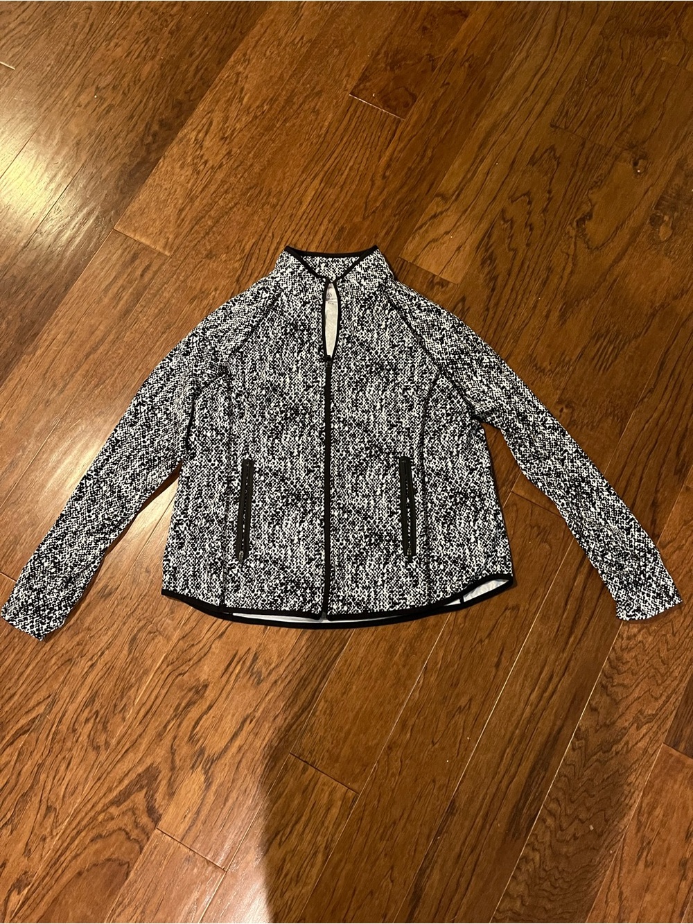 T by Talbots Black and White zip up athletic jacket